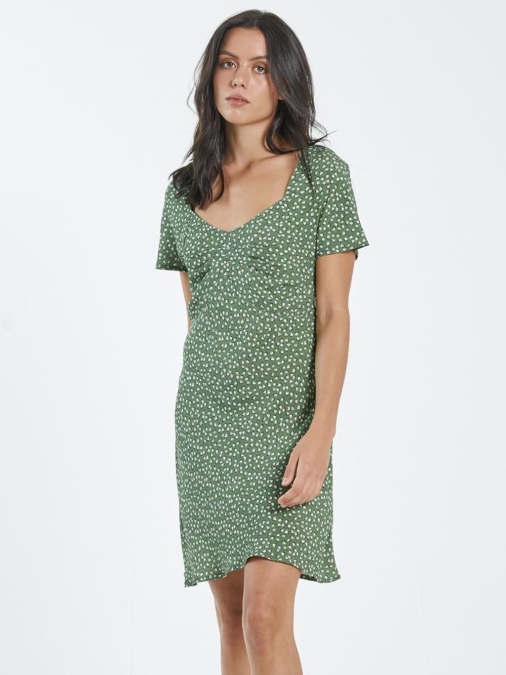 Thrills Light Green Ditsy Print Top